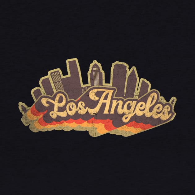 Los Angeles Skyline Vintage Retro T-Shirt Gift - Los Angeles California - Los Angeles Tourist Gift - Los Angeles Hometown T-Shirt T-Shirt by Happy as I travel